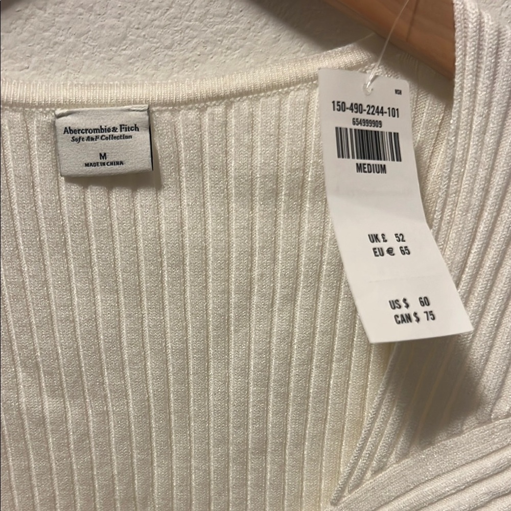 Abercrombie & Fitch Cream Ribbed Wrap Blouse - Picture 2 of 3